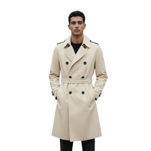 NWT The Hideout Clothing Affiliated Men's 100%‎ Cotton Tan Trench Coat - Size XL